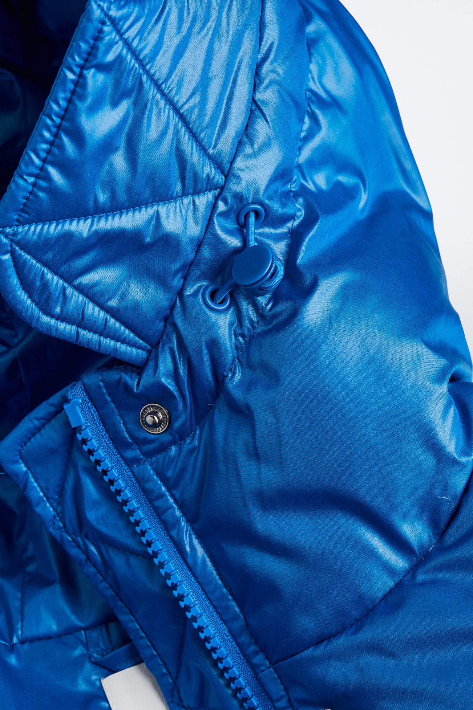 Oversized puffer jacket - Blue/Black/Light beige - 2