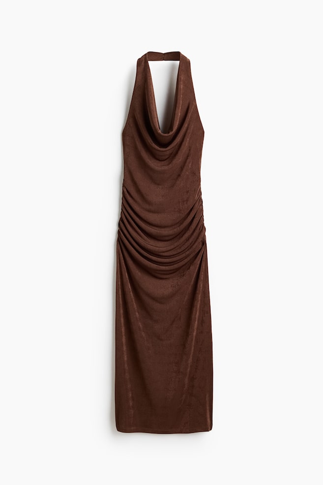Robe dos nu avec encolure bénitier - Marron - 1
