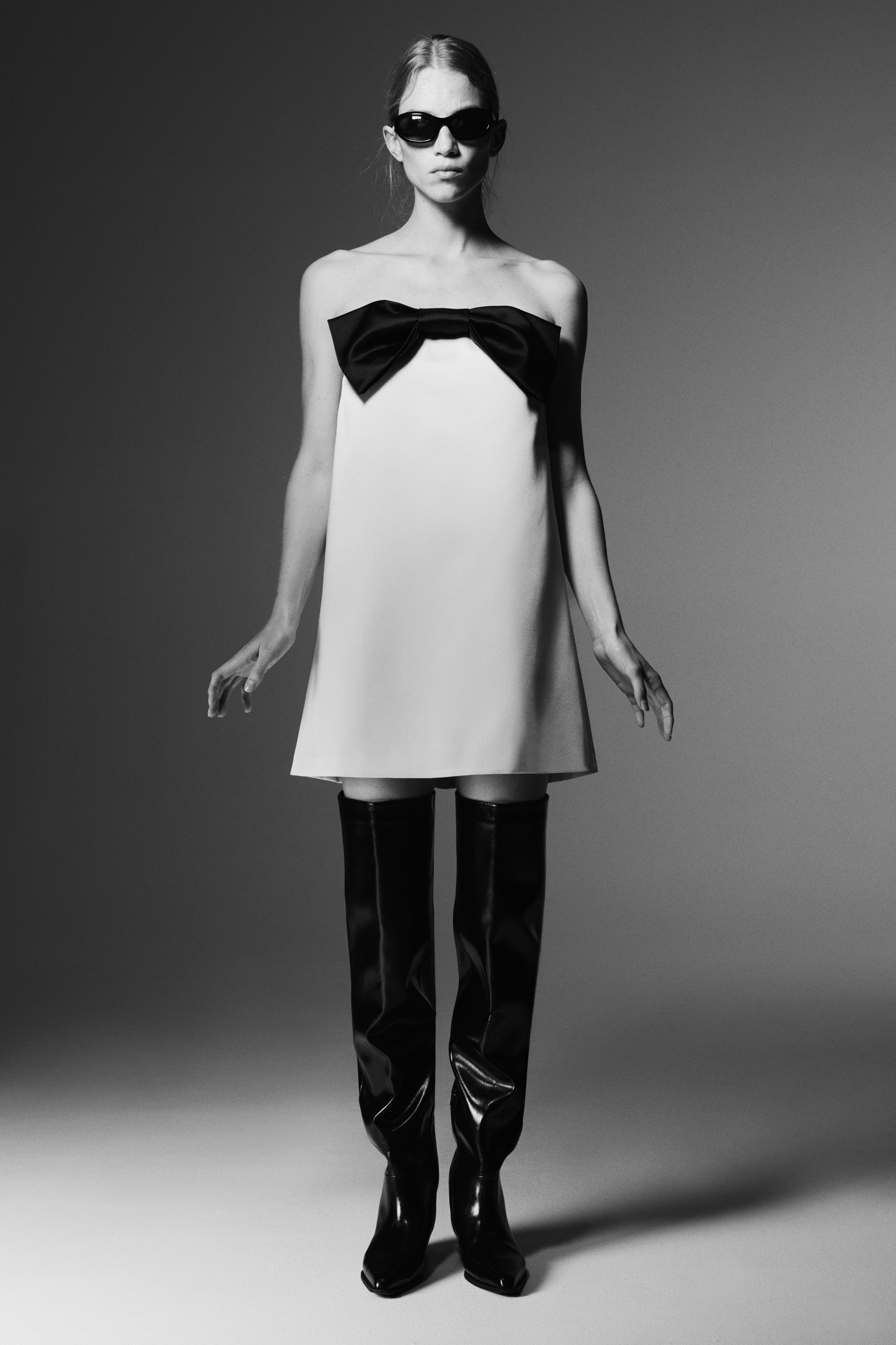 H & M - リボンフロント ベアトップワンピース - ホワイト