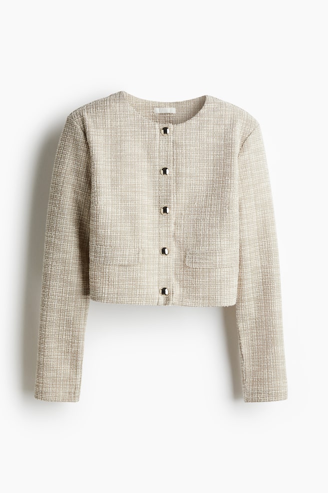 Shoulder-pad cardigan - Light beige marl - 1