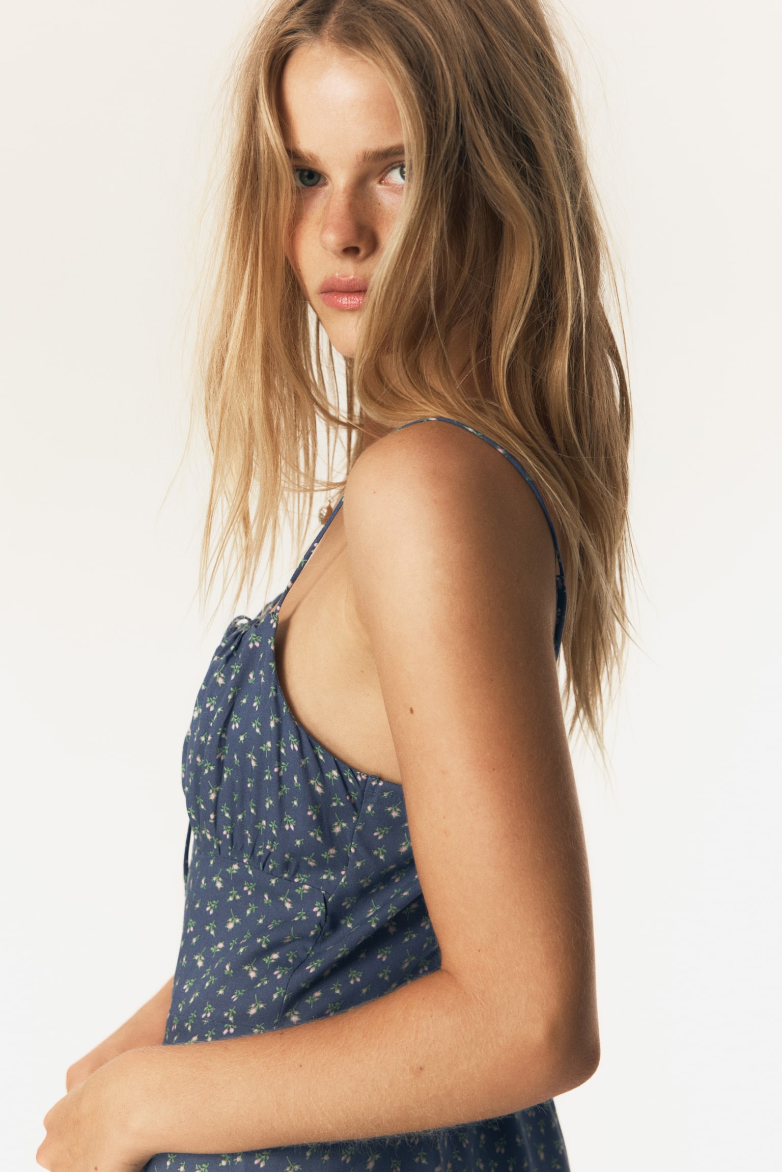 Váy hai dây - Màu xanh dương đậm/Hoa - 6