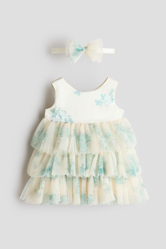 2-Piece Dress and Headband Set - Cream/floral - 1