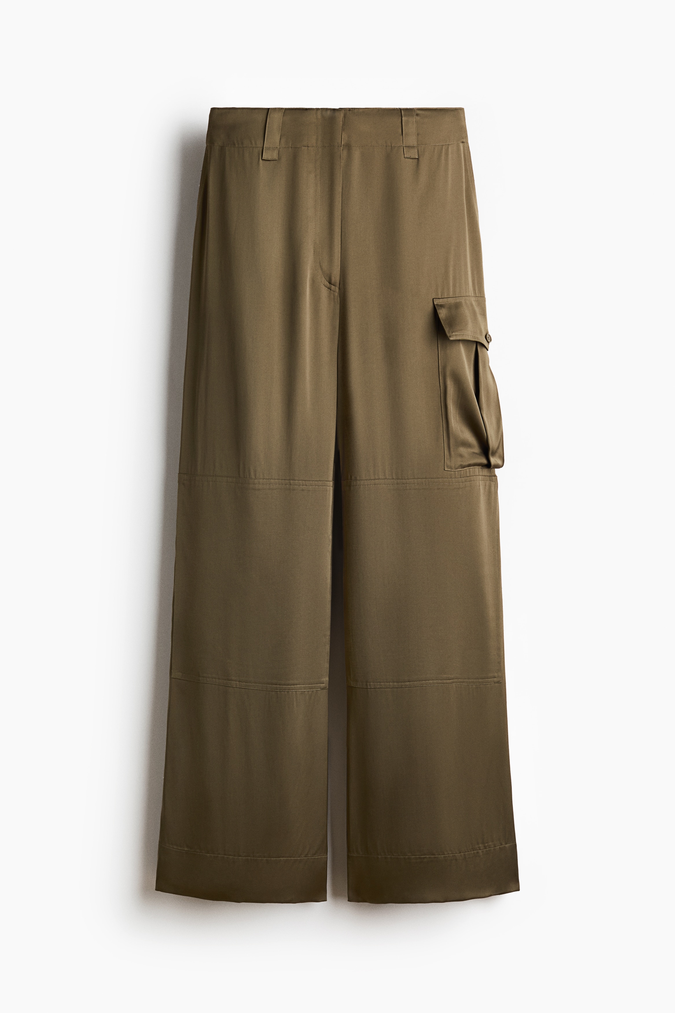Satin cargo trousers - Khaki green