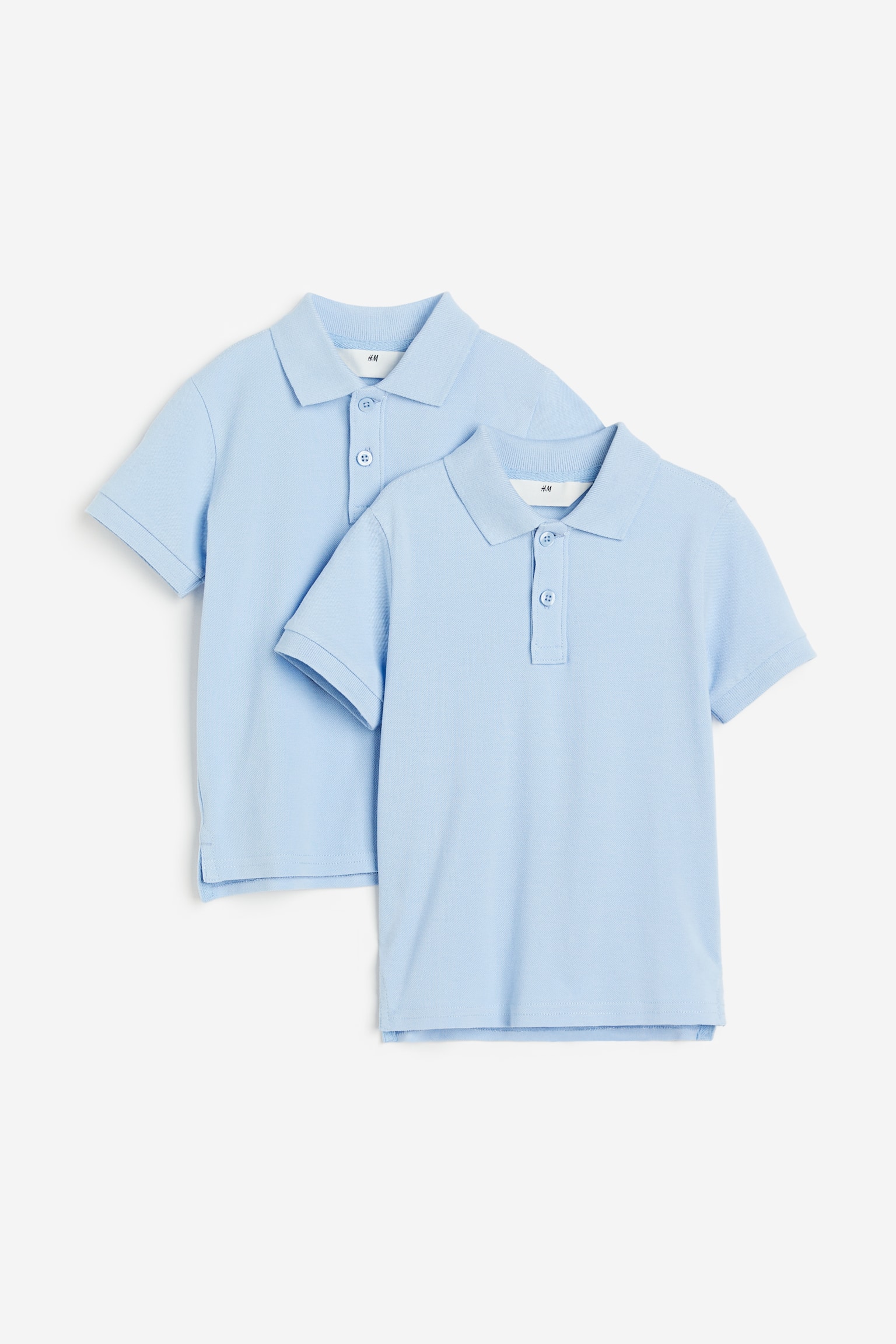 2-pack cotton school polo shirts - Light blue/White - 1