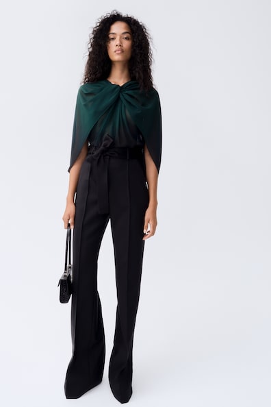 Tie-detail wool trousers