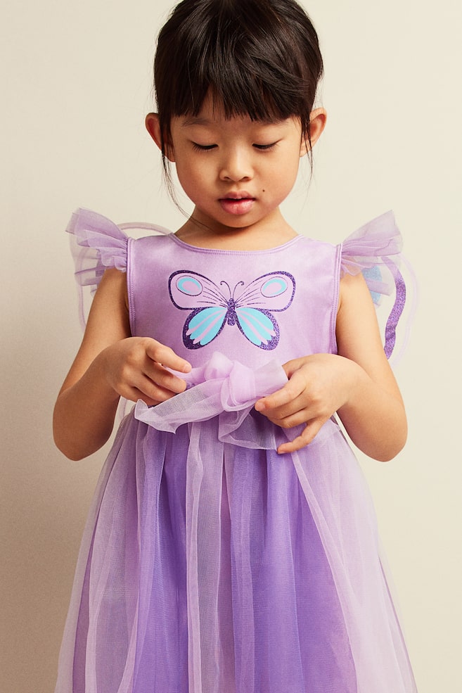 Tenue de déguisement avec jupe en tulle - Violet/papillon/Rose/licorne - 4