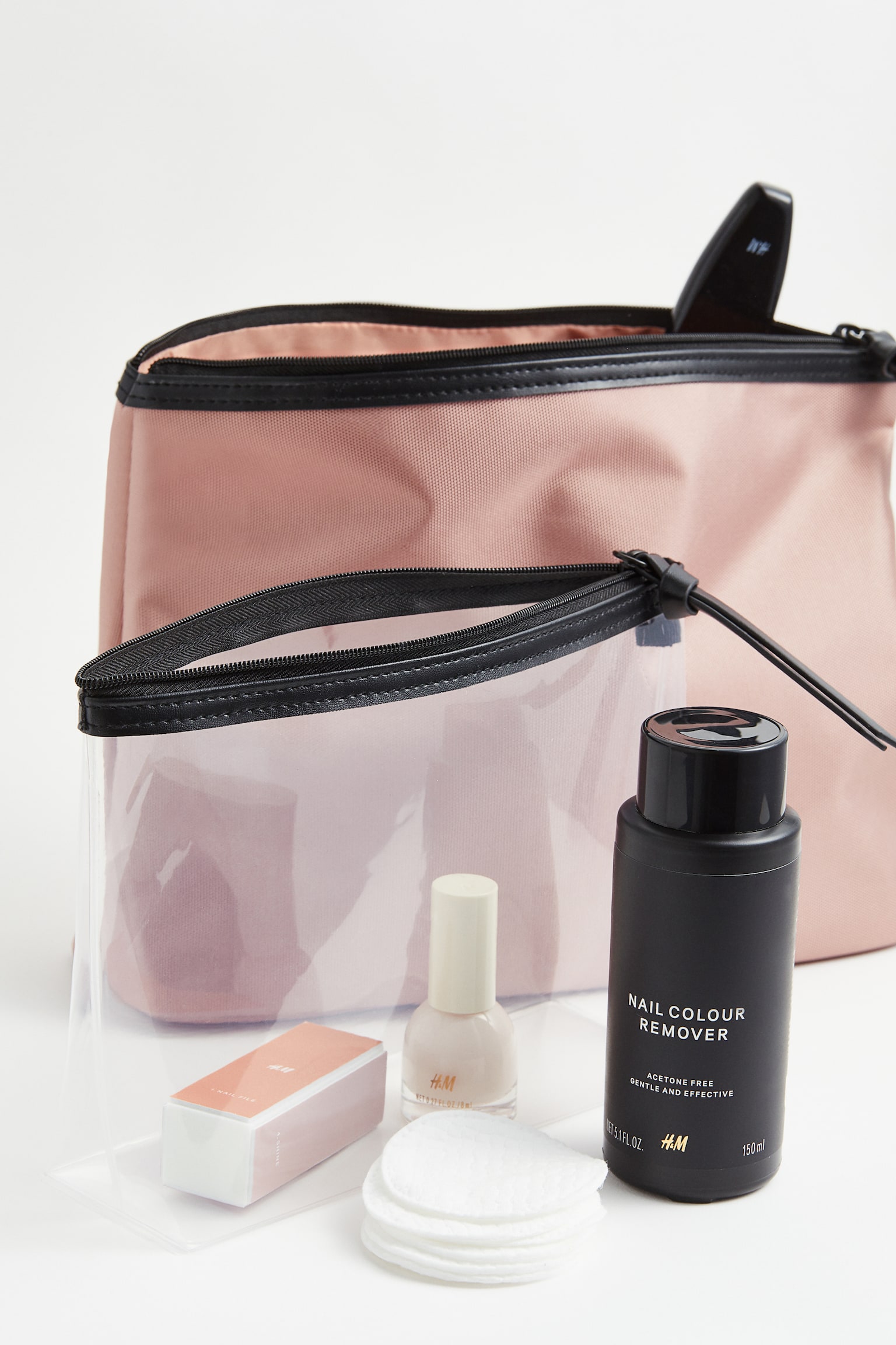 Wash bag and make-up bag set - Dusty pink/Transparent - 2