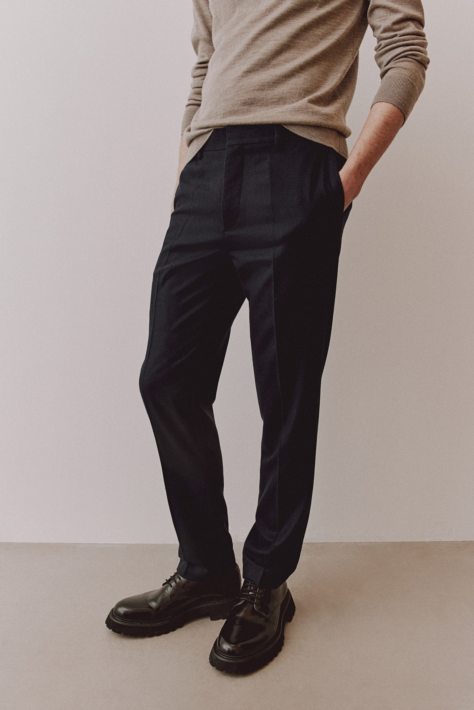 Slim Fit Wool-blend trousers - ダークブルー/ブラウン/ダークグレー - 5