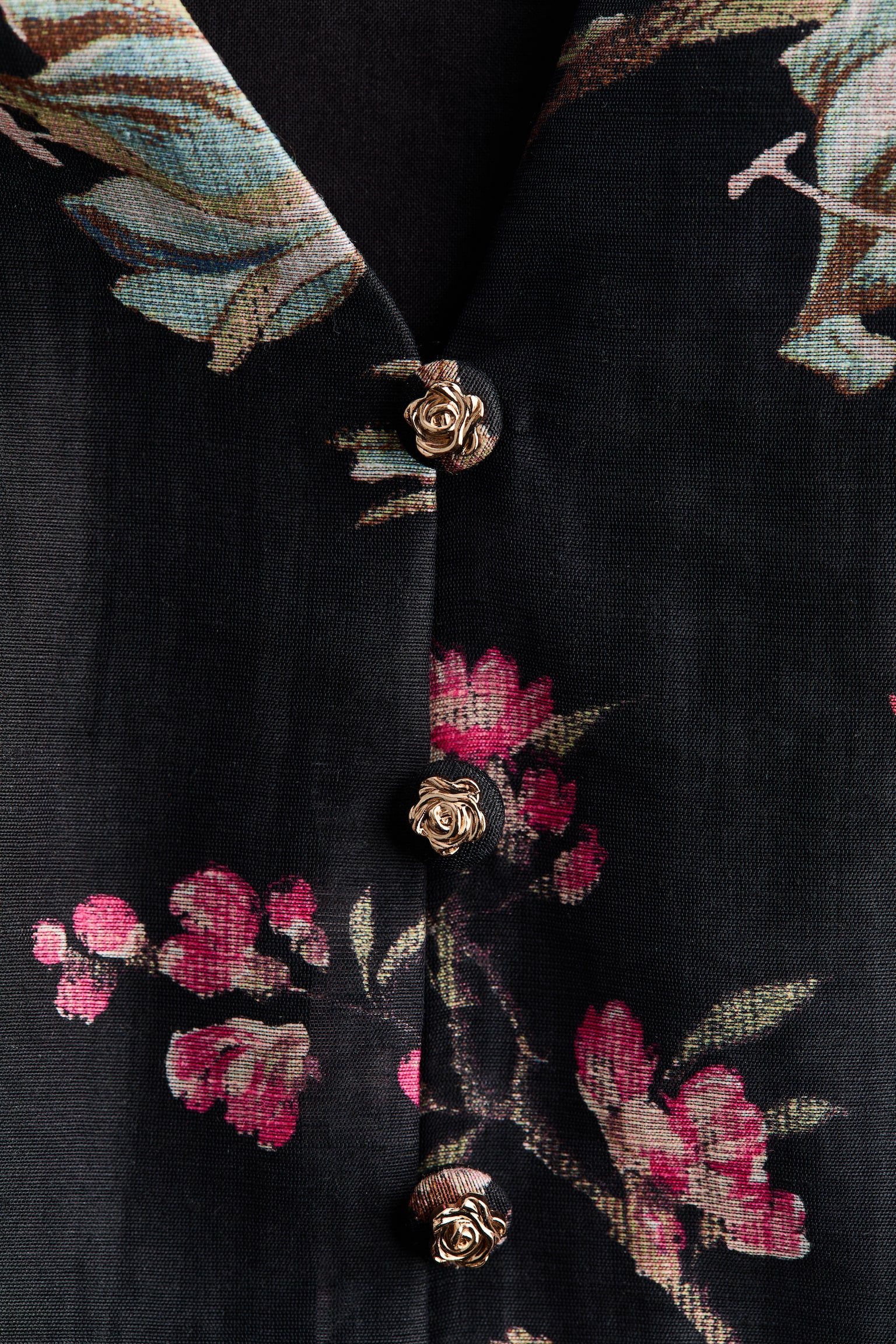 Peplumblouse van linnenmix - Zwart/bloemen/Geel/bloemen - 4