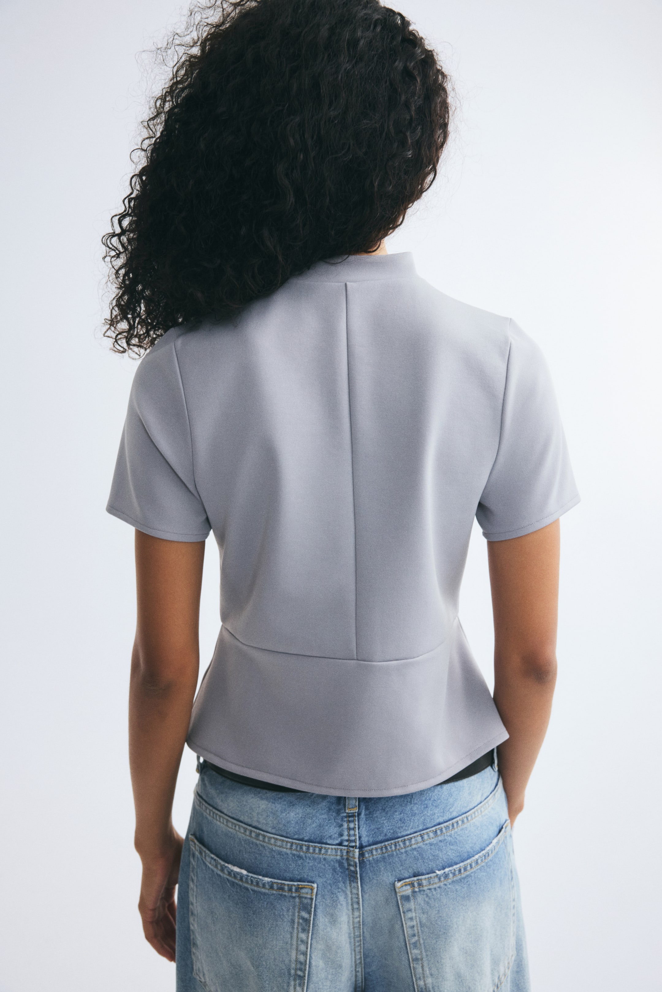 Button-Front Peplum Top