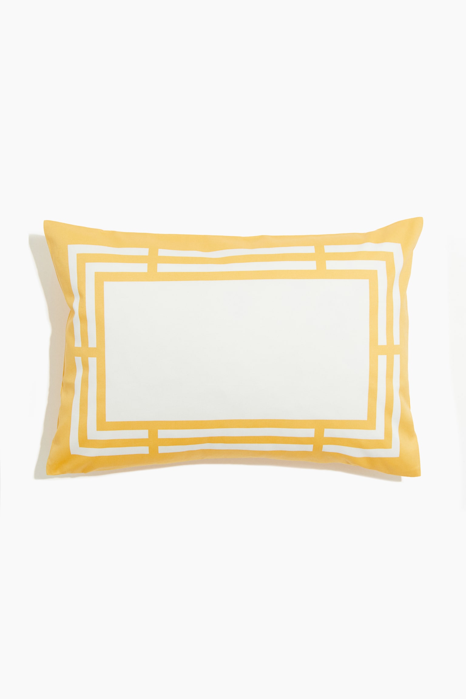 Cotton satin cushion cover - Yellow/White - 1