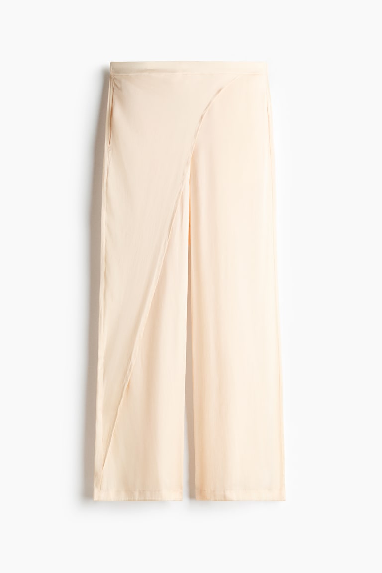 Satenske pantalone s ukrasnim preklopom
