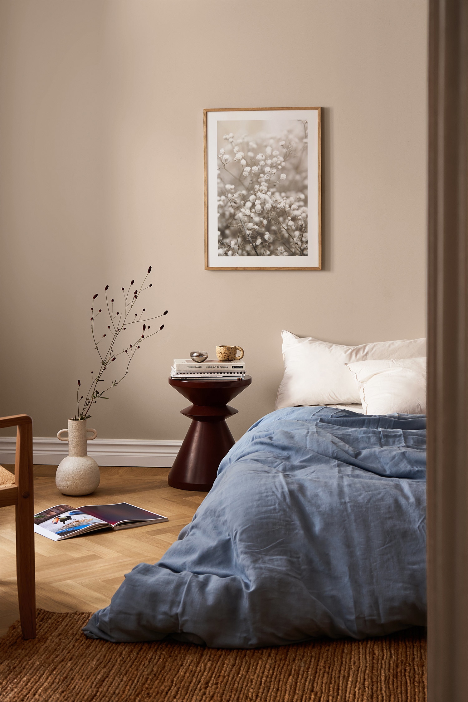 Baby's Breath Plakat - Beige/hvid