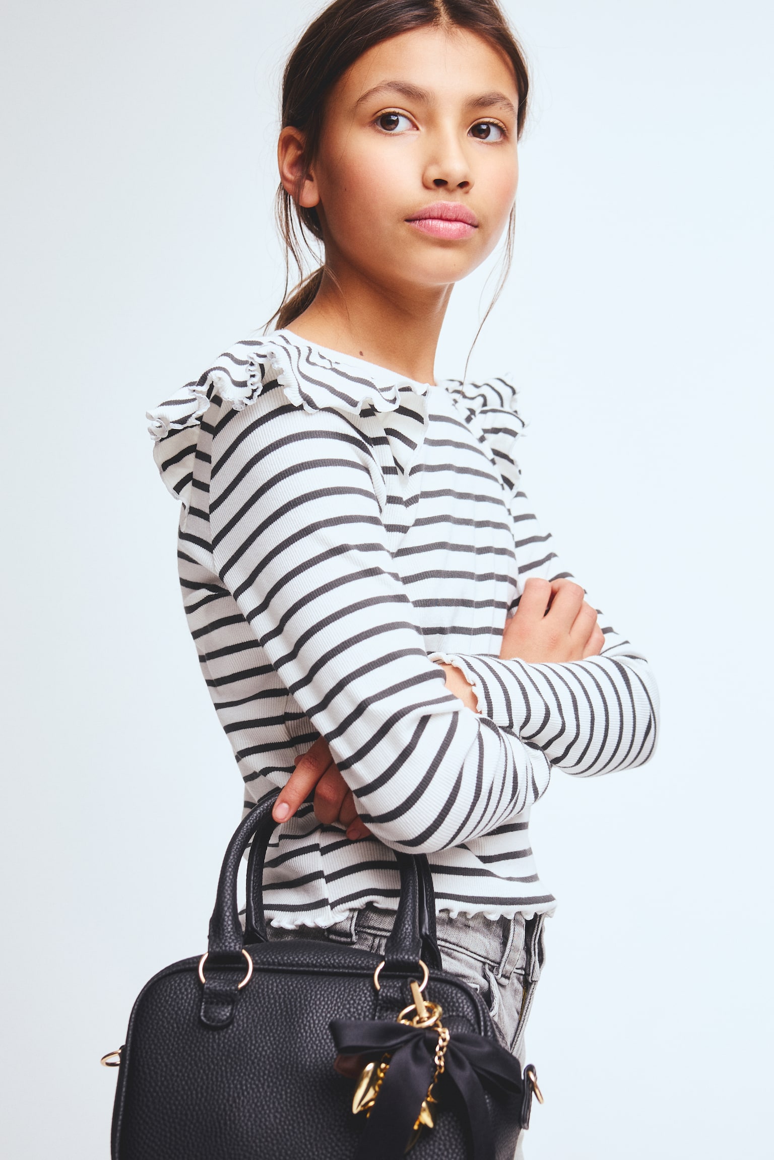 Top de algodón con olanes - Blanco/Rayas negras - 4