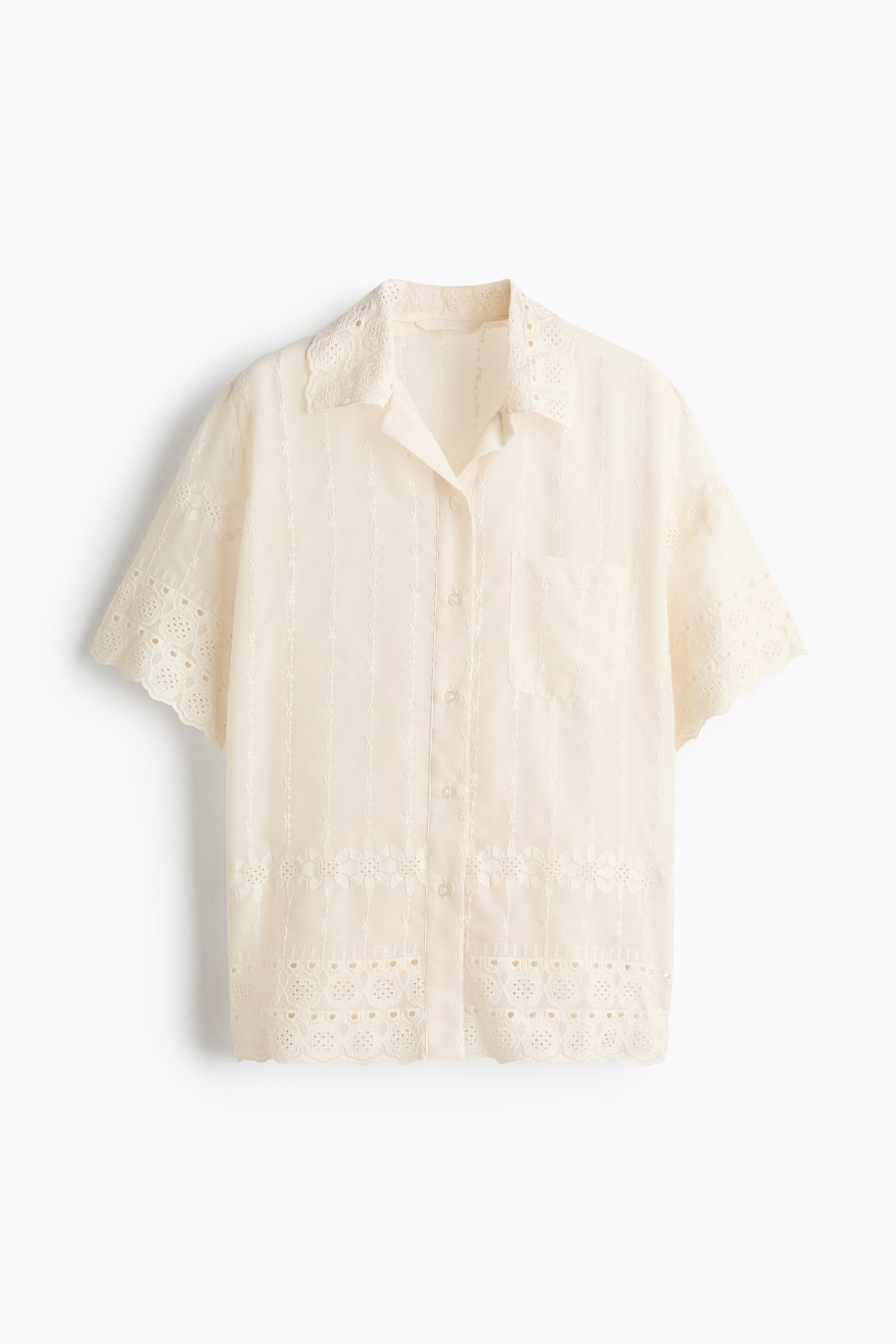 Embroidered shirt - Cream - 2