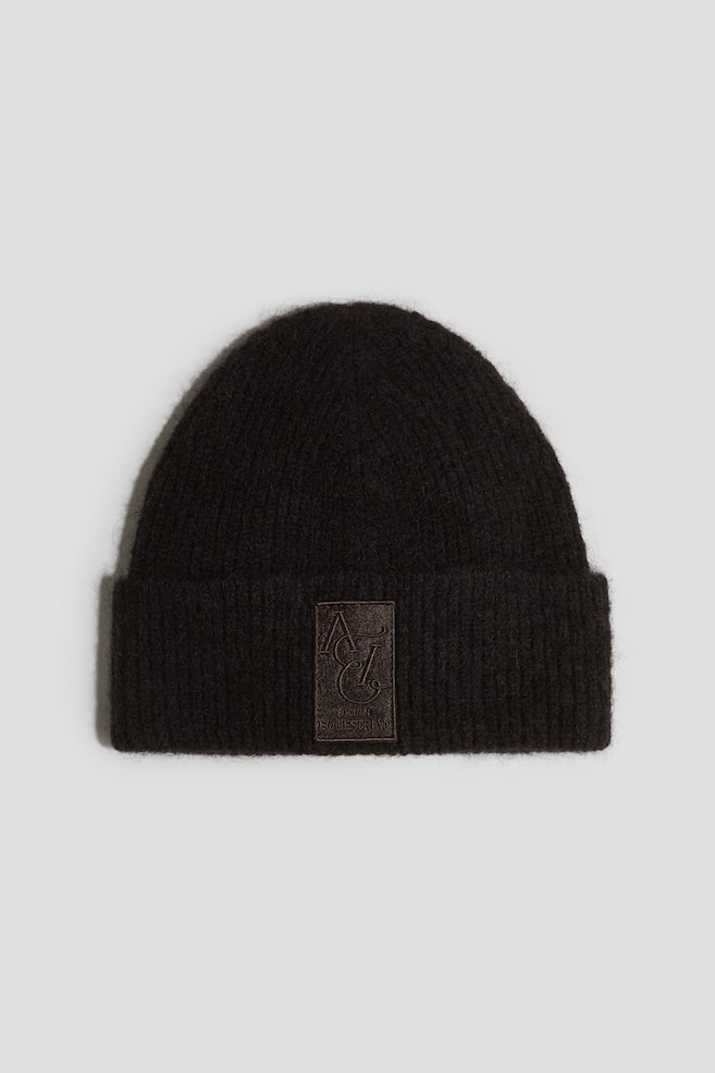 Rib-knit alpaca-blend beanie - Dark brown/White/Black - 1