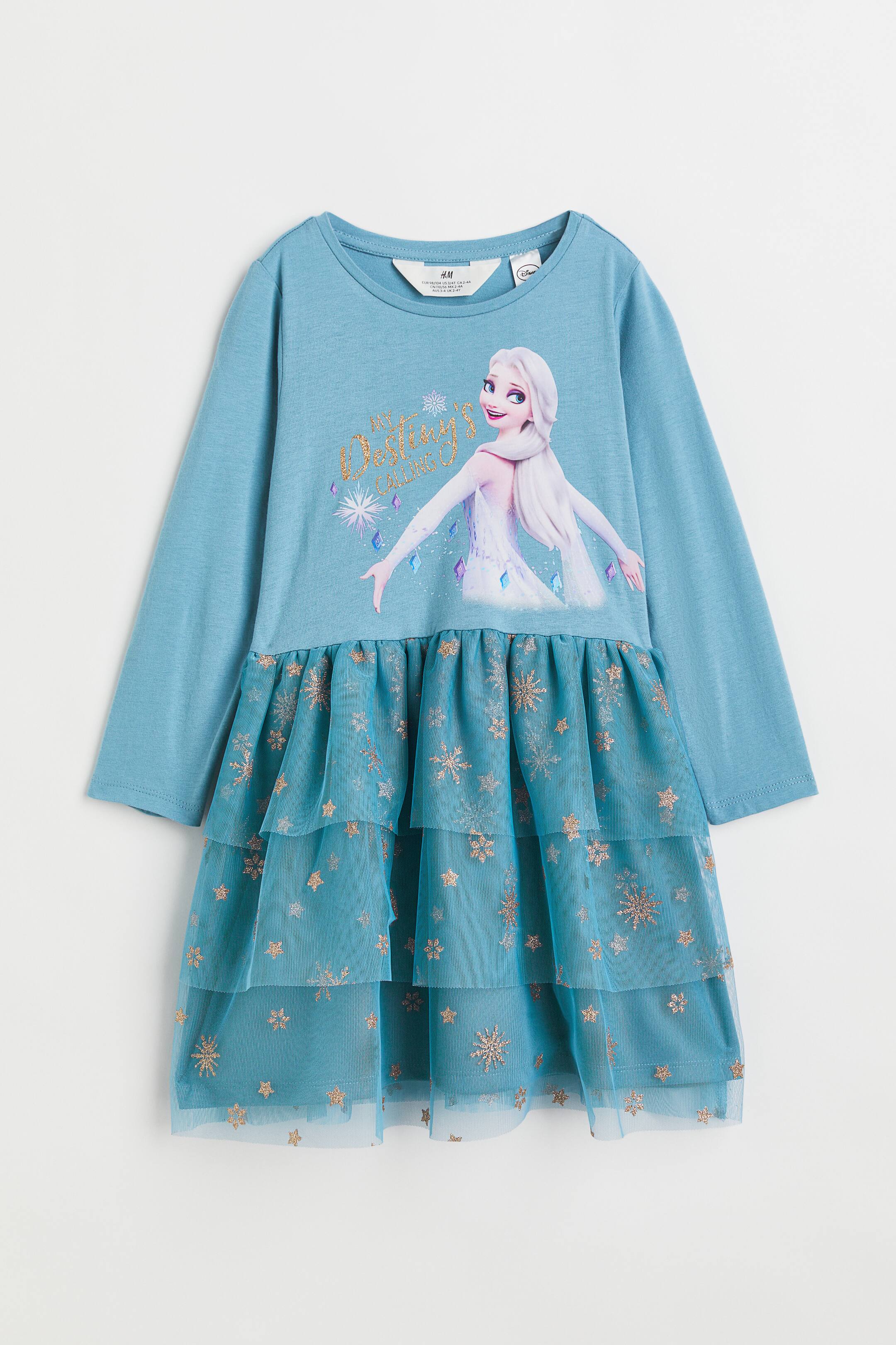 Xem ảnh lớn hơn: Váy với chân váy vải tuyn - Xanh dương/Nữ hoàng băng giá - Kids | H&M VN 1
