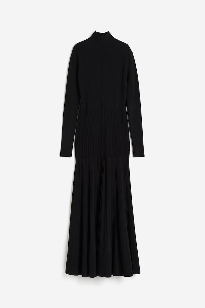 Robe maxi avec jupe plissée - Noir - 2