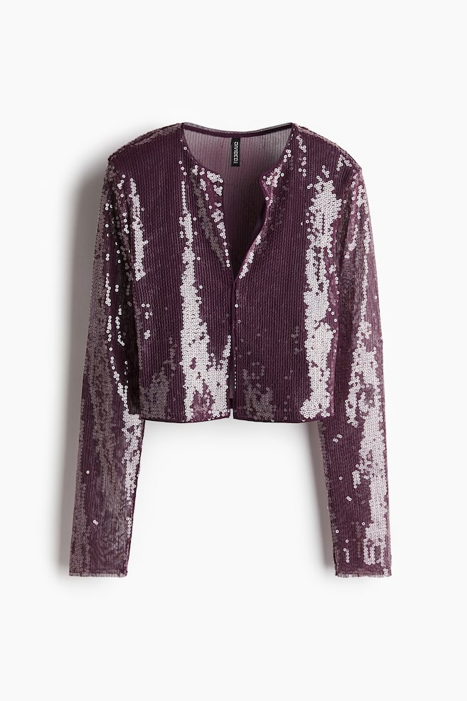 Top cropped de lentejuelas - Morado/Beige claro - 1