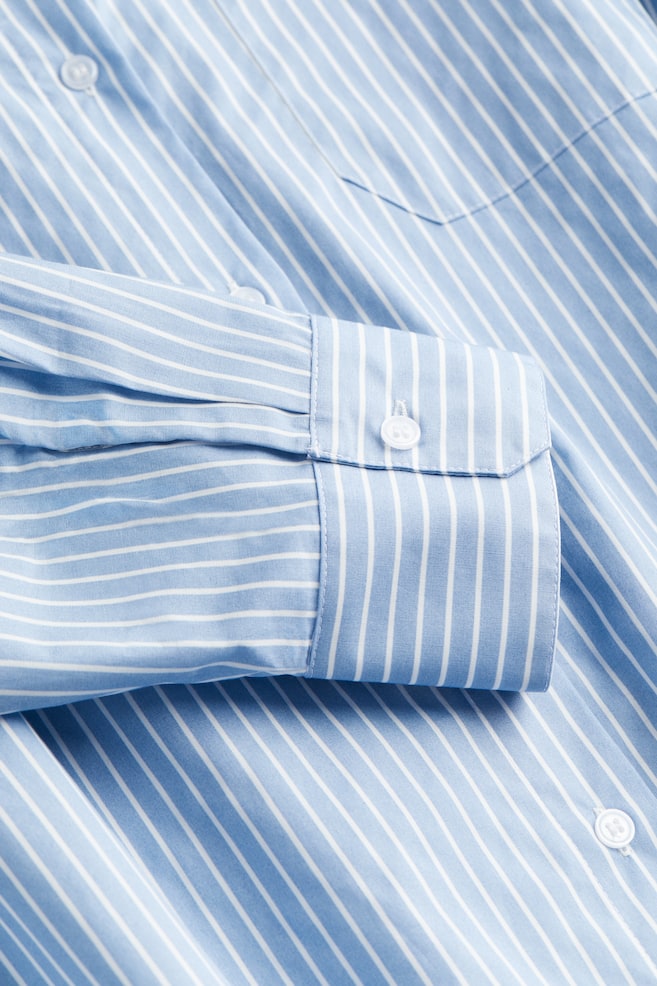 Oversized skjorte i poplin - Lys blå/Stripet/Sort/Hvit/Hvit/Stripet/dc - 7