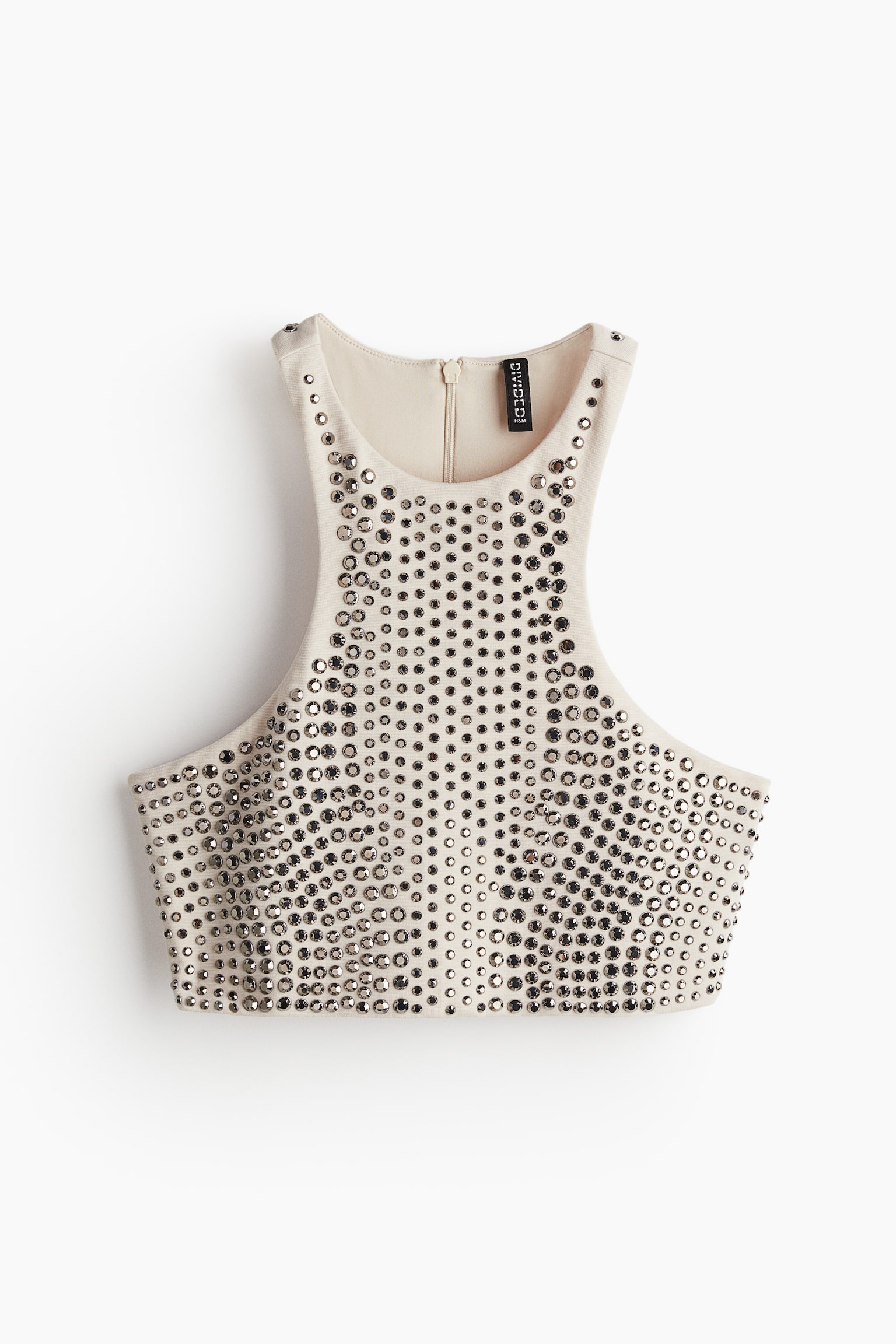 Studded crop top - Light beige/Black/Light beige/Burgundy - 2