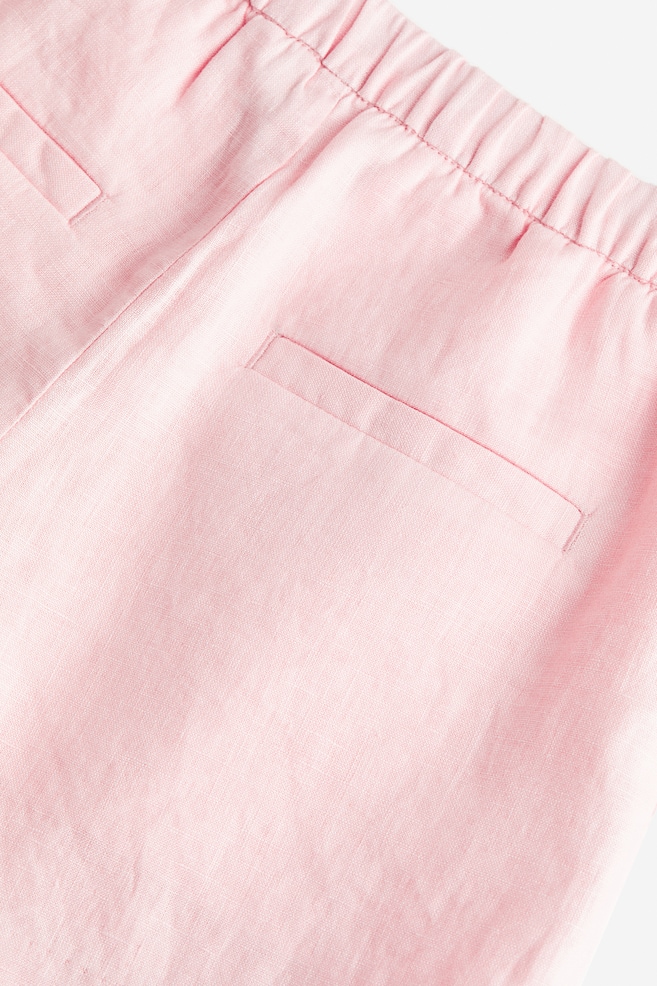 Shorts i hør - Lys rosa - 5