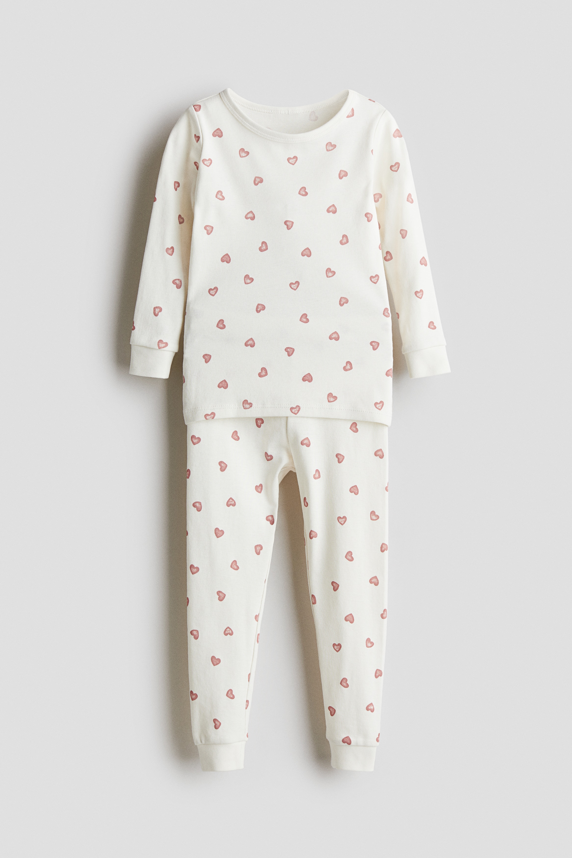 Snug-Fit Printed Cotton Pajamas White/hearts Kids H&M US