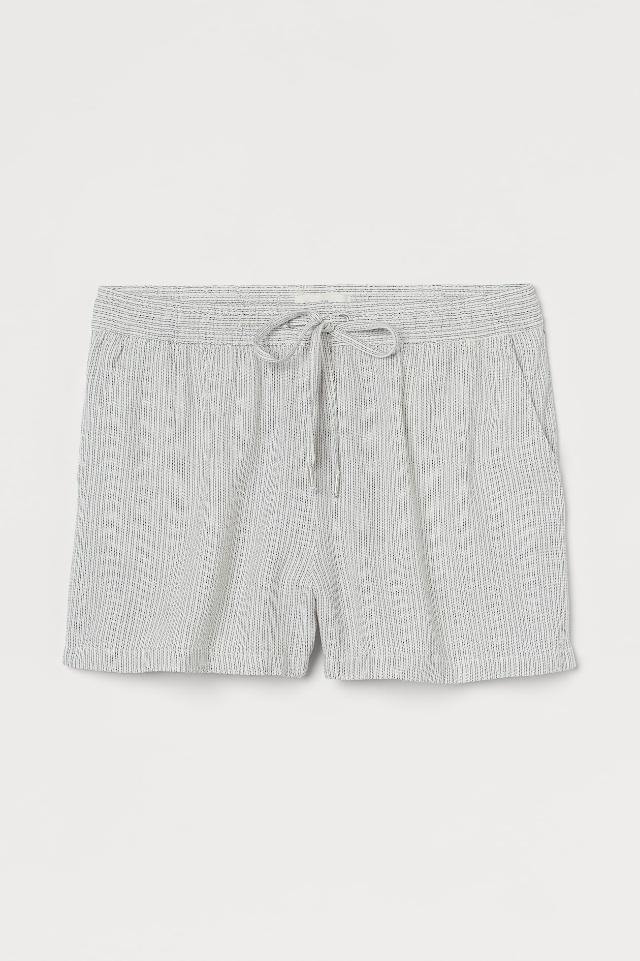 Linen-blend Shorts - Regular waist - Short - White/gray striped ...