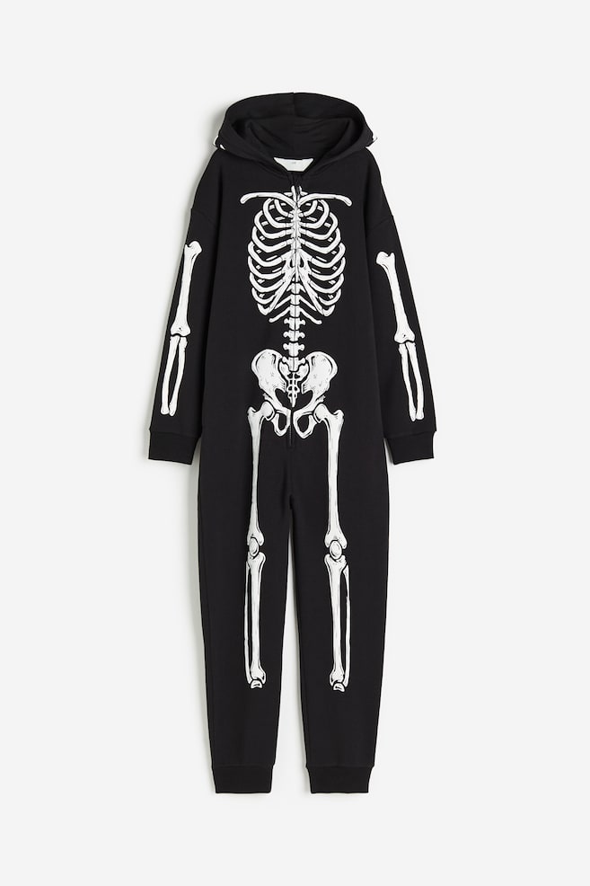 Hooded sweatshirt all-in-one suit - Black/Skeleton - 1