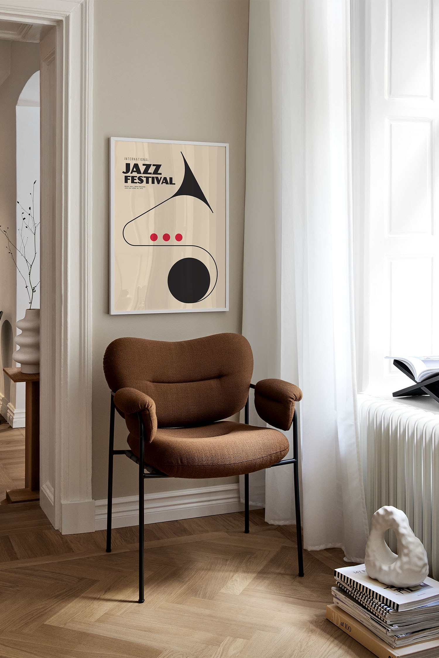 Jazz Festival Plakat - Beżowo/czarny