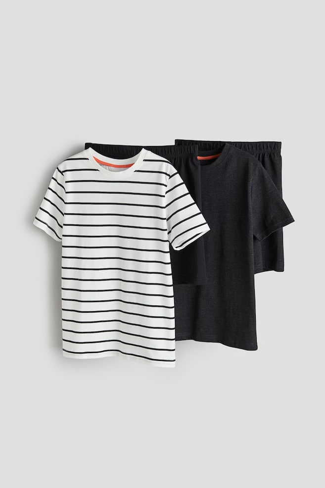 2-pack jersey pyjamas - White/Black striped - 1