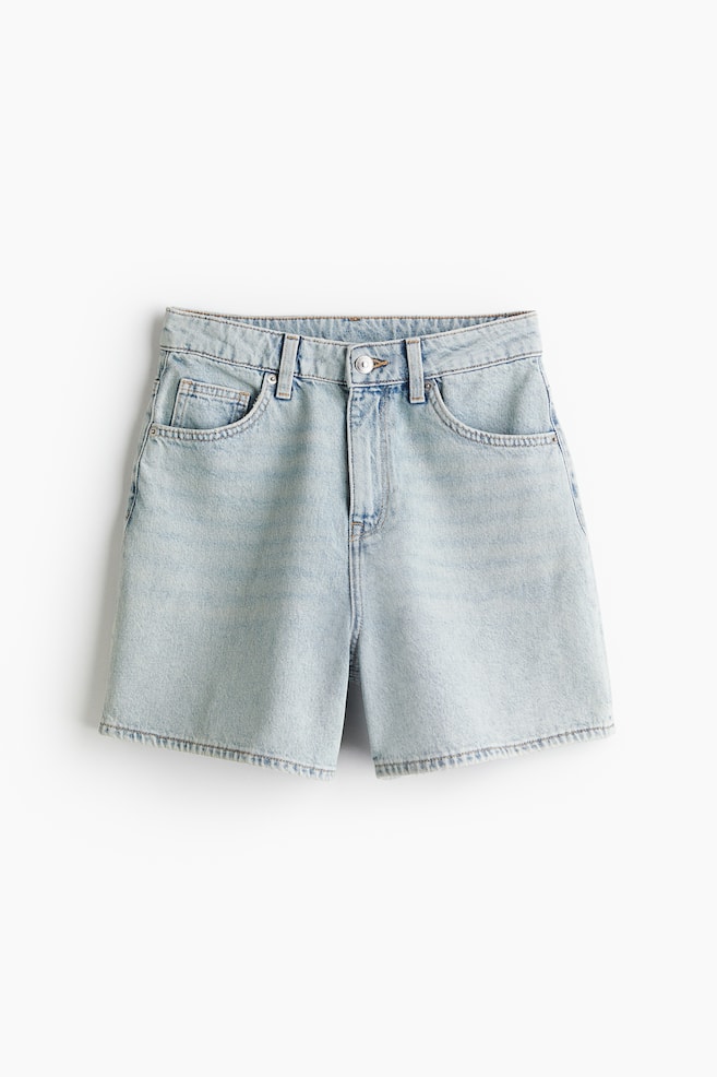 Mom High Jeansshorts - Blasses Denimblau - 1