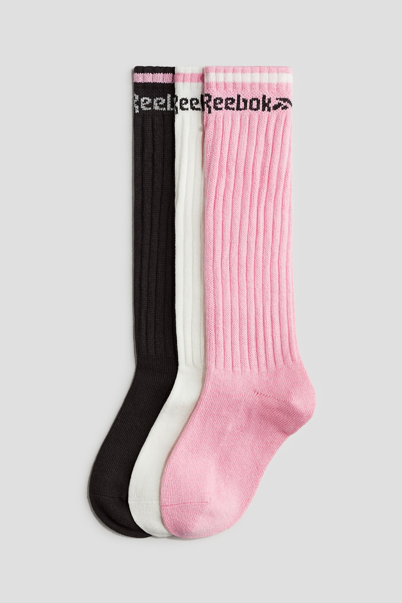 3-pack motif-detail knee socks - Pink/Reebok - 1