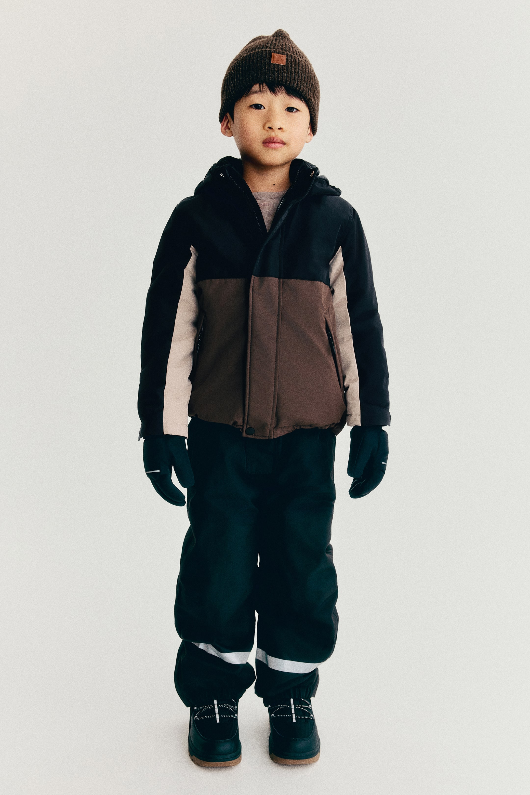 View larger image: Water-resistant padded jacket - Dark brown/Colour block - Kids | H&M 1