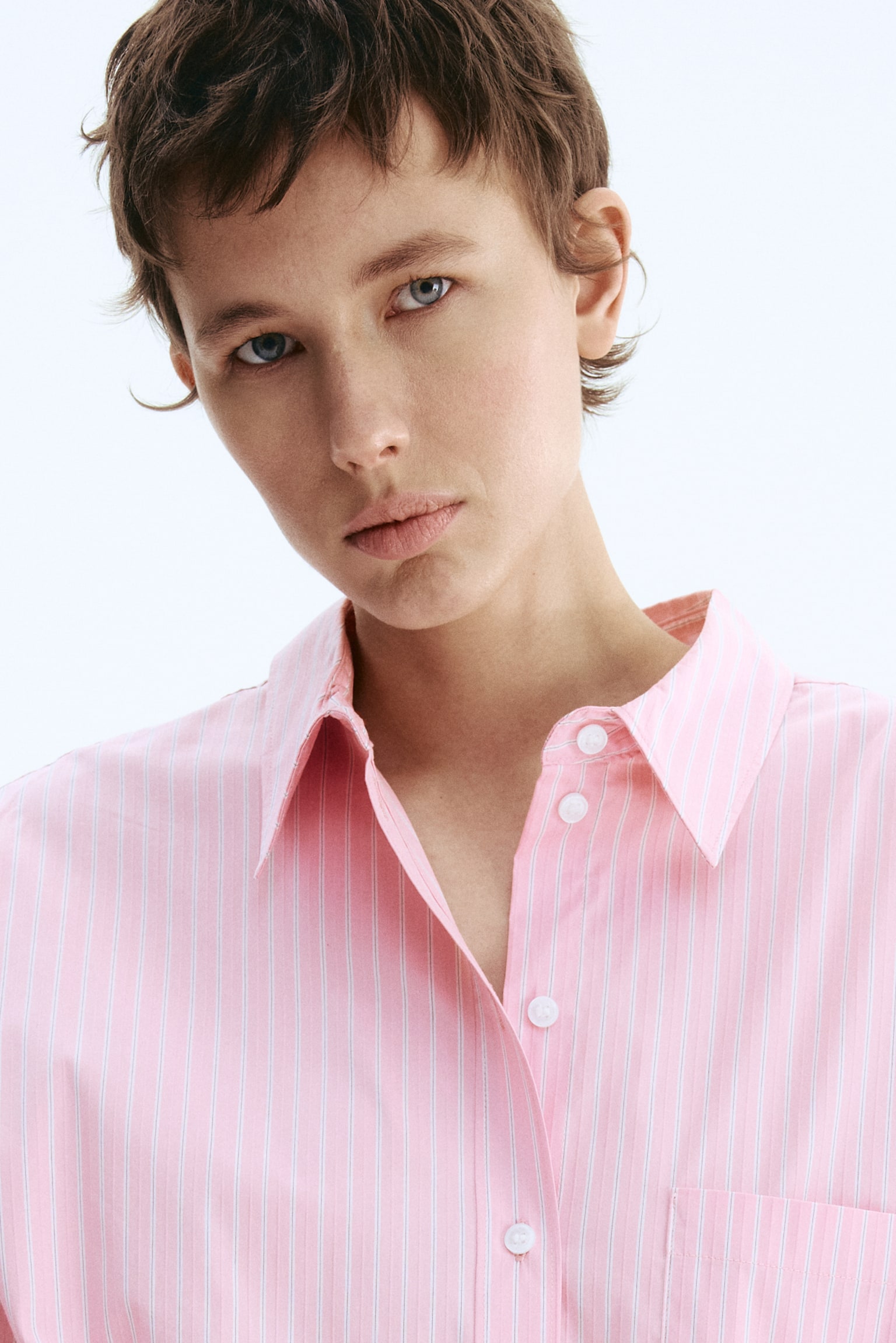 Сорочка оверсайз - Рожевий/смужки/Світло-блакитний/смужки/Білий - 4