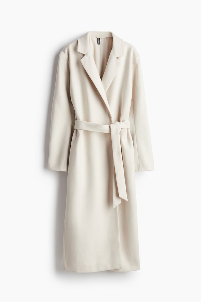 Brushed-finish tie-belt coat - Light beige/Beige - 1