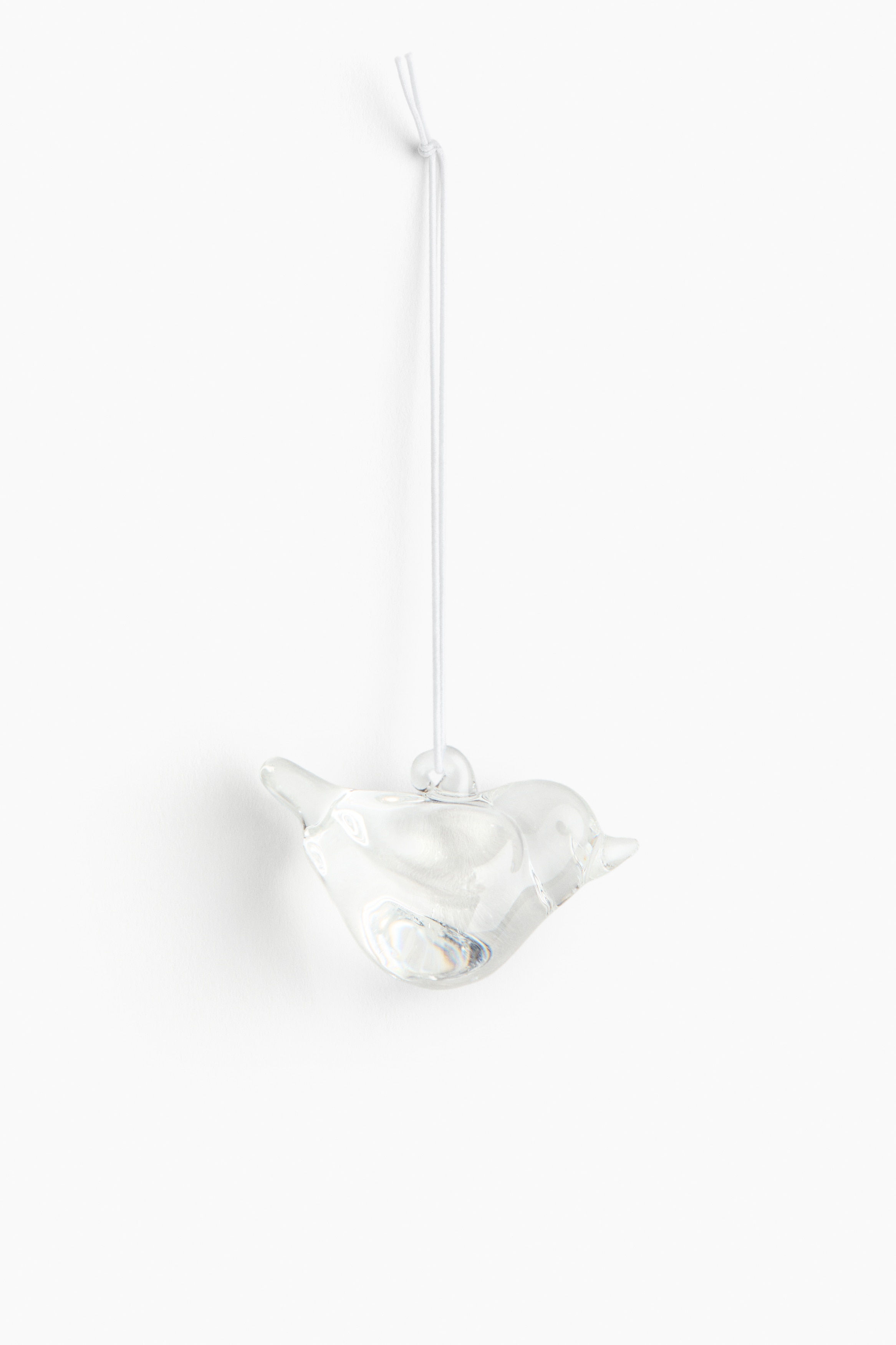 Oiseau décoratif en verre - Transparent/Jaune