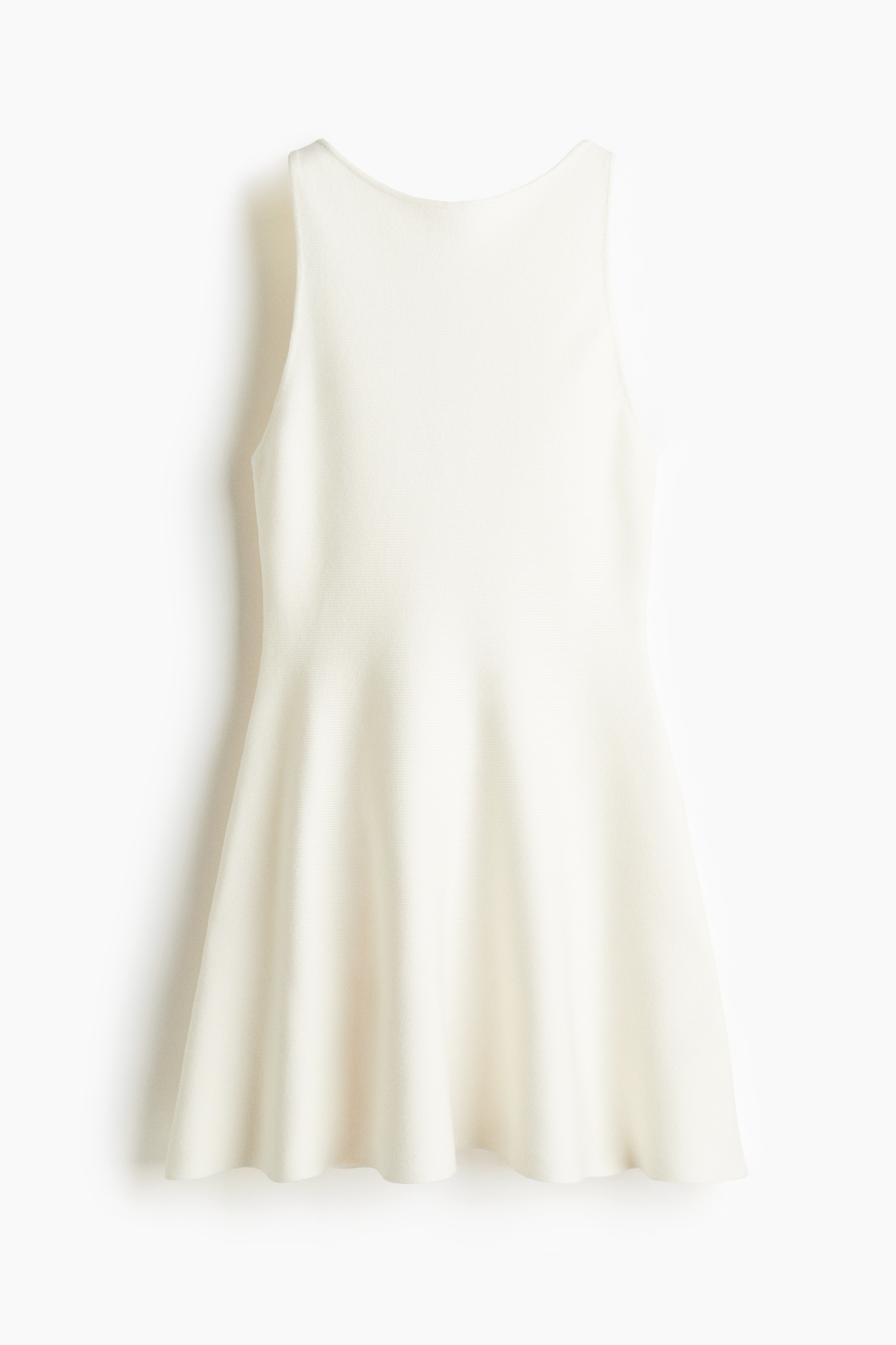 Sukienka z dzianiny w prążki - Kremowy/Czerwony