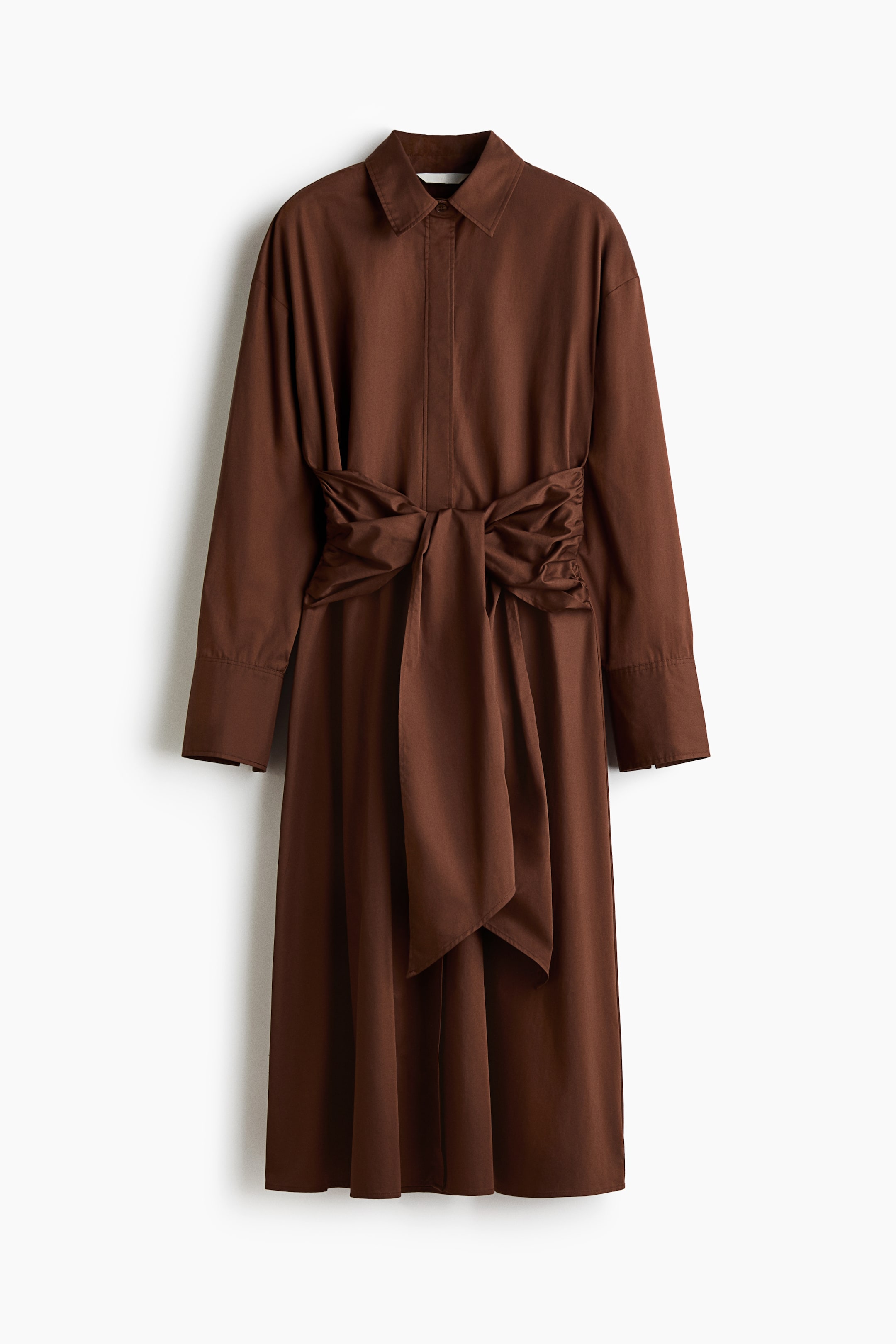 View larger image: Tie-detail shirt dress - Brown - Ladies | H&M 1