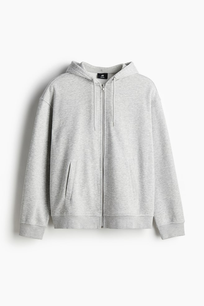 Felpa con cappuccio e cerniera Loose Fit - Grigio mélange/Nero - 1