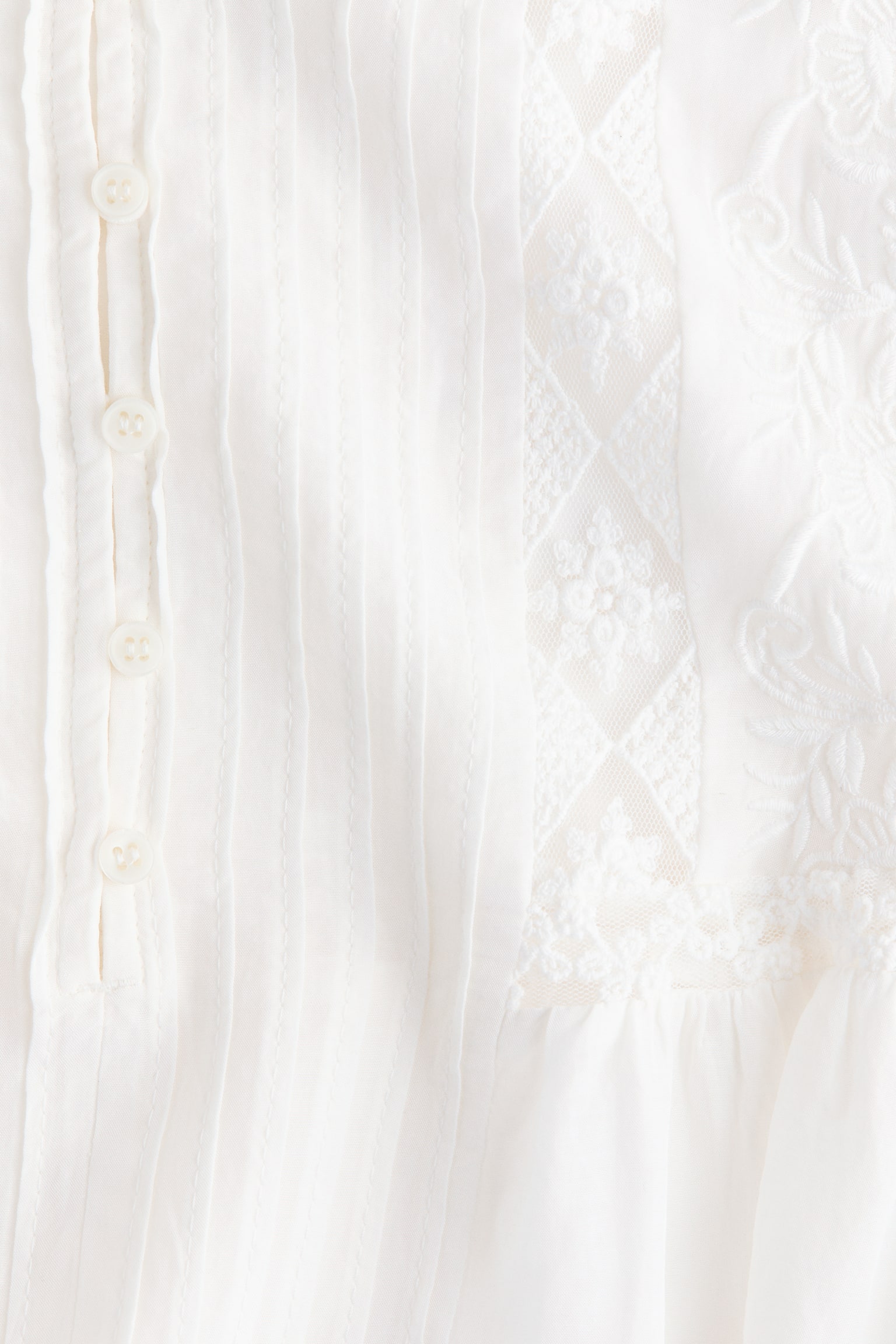 Женская блузка H&M Lace-Inset Balloon-Sleeved Blouse, цвет: Белый — фото 6