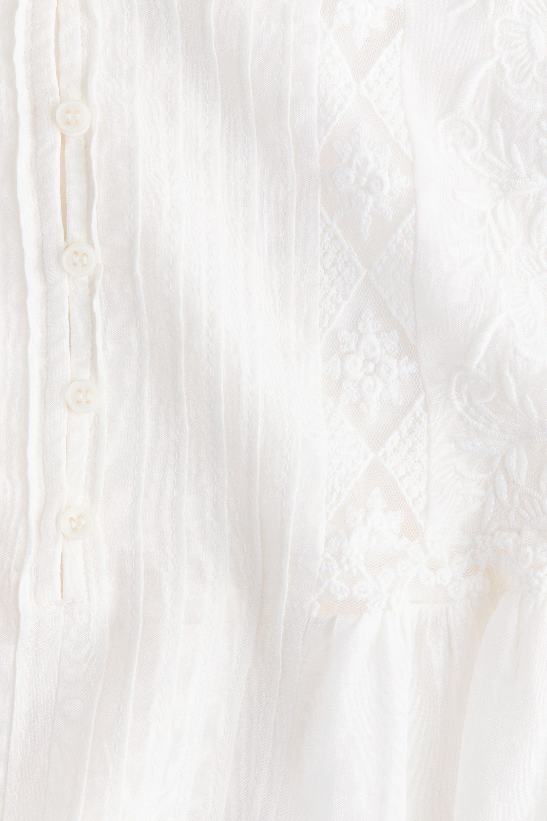 Lace-Inset Balloon-Sleeved Blouse