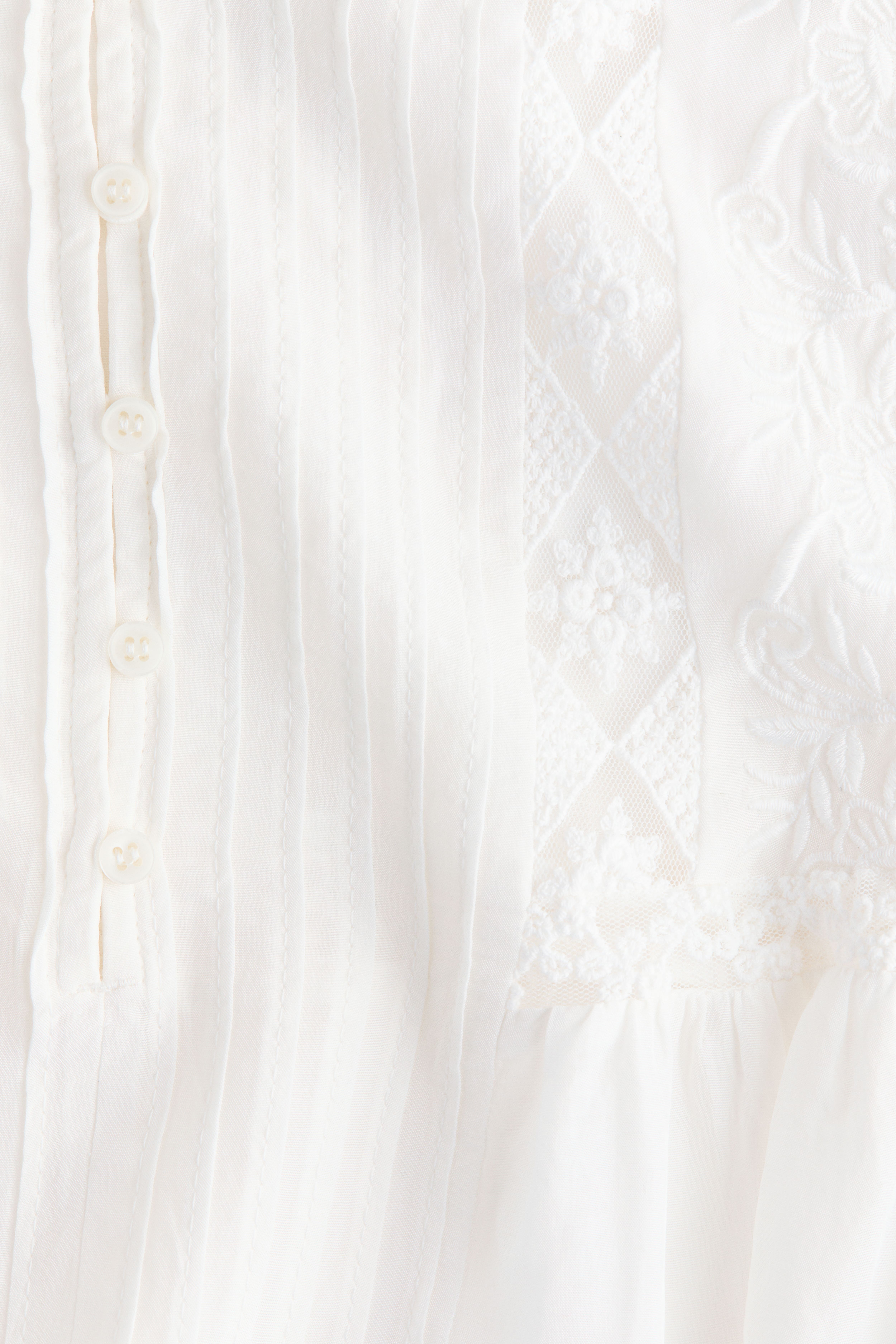 Lace-Inset Balloon-Sleeved Blouse