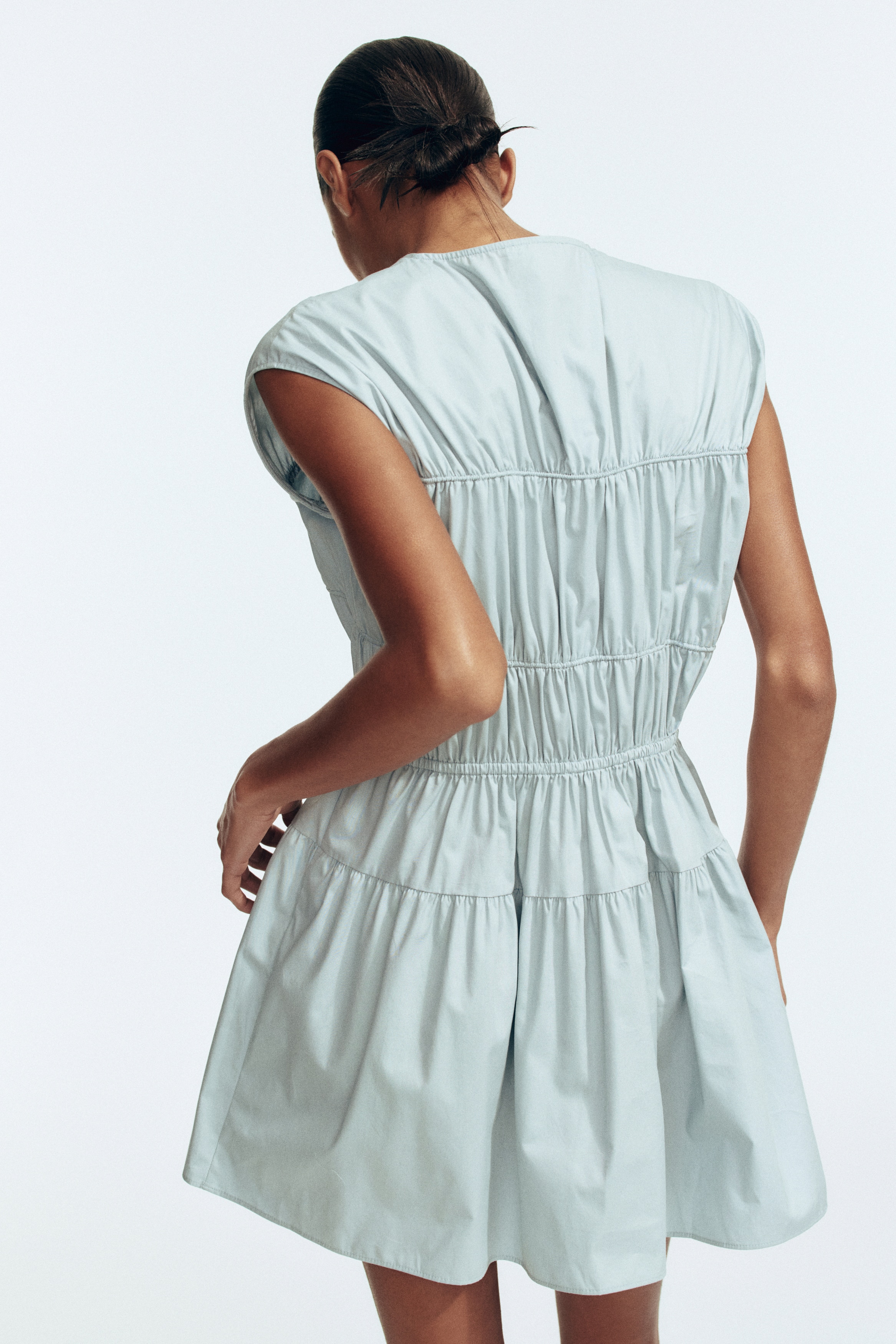 Drawstring-detail poplin dress