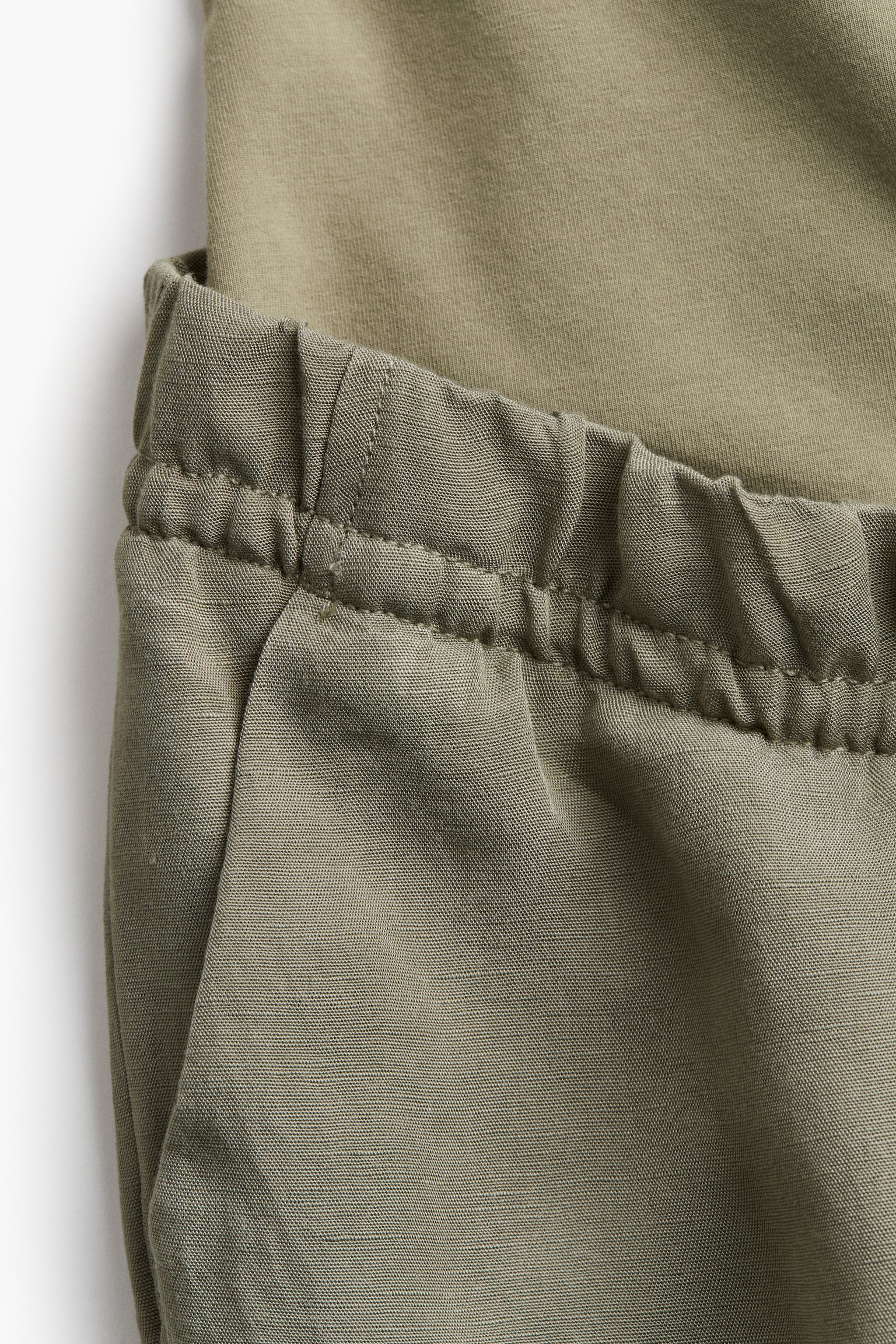 MAMA Linen Blend Pants - Khaki green/Black/Light beige - 5