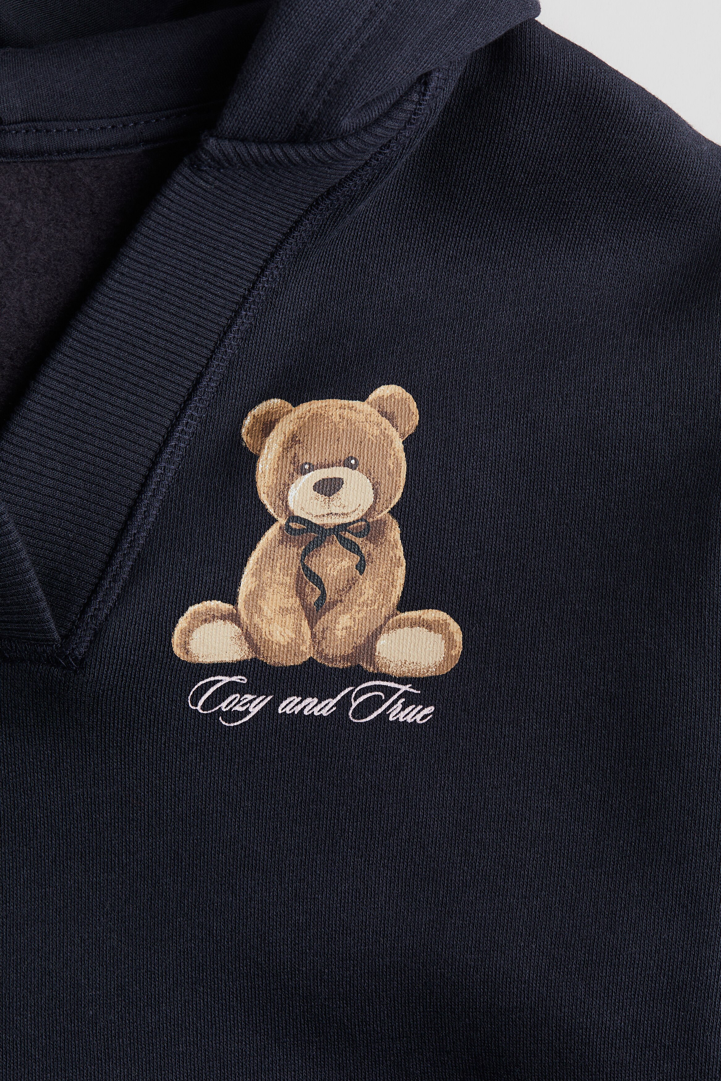 V-neck hoodie - Navy blue/Teddy bear - Kids | H\u0026M GB