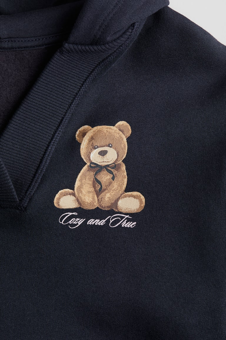 V-neck hoodie Navy blue/Teddy bear Kids H&M GB
