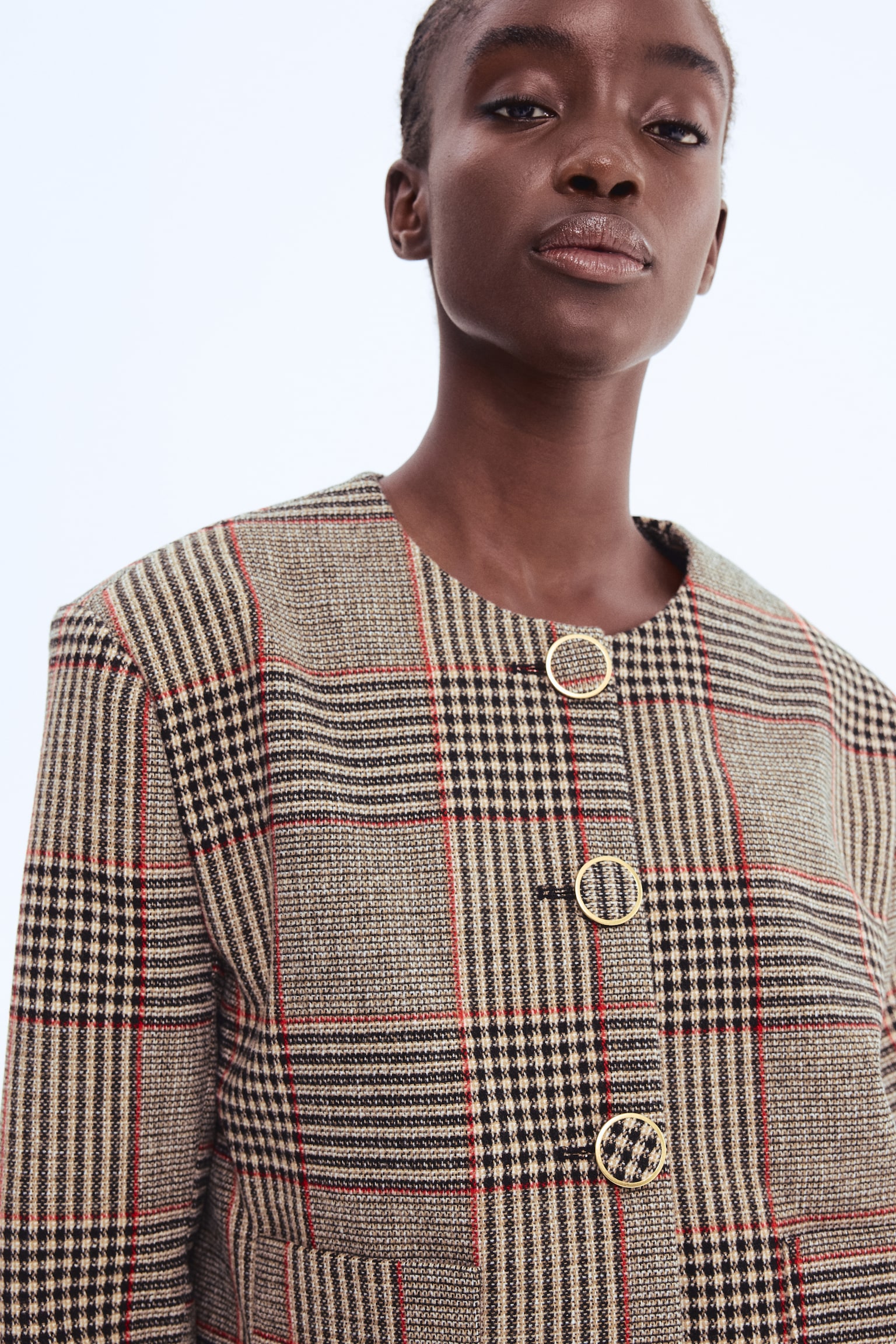 Gabardin Ceket - Bej/Kareli - 3