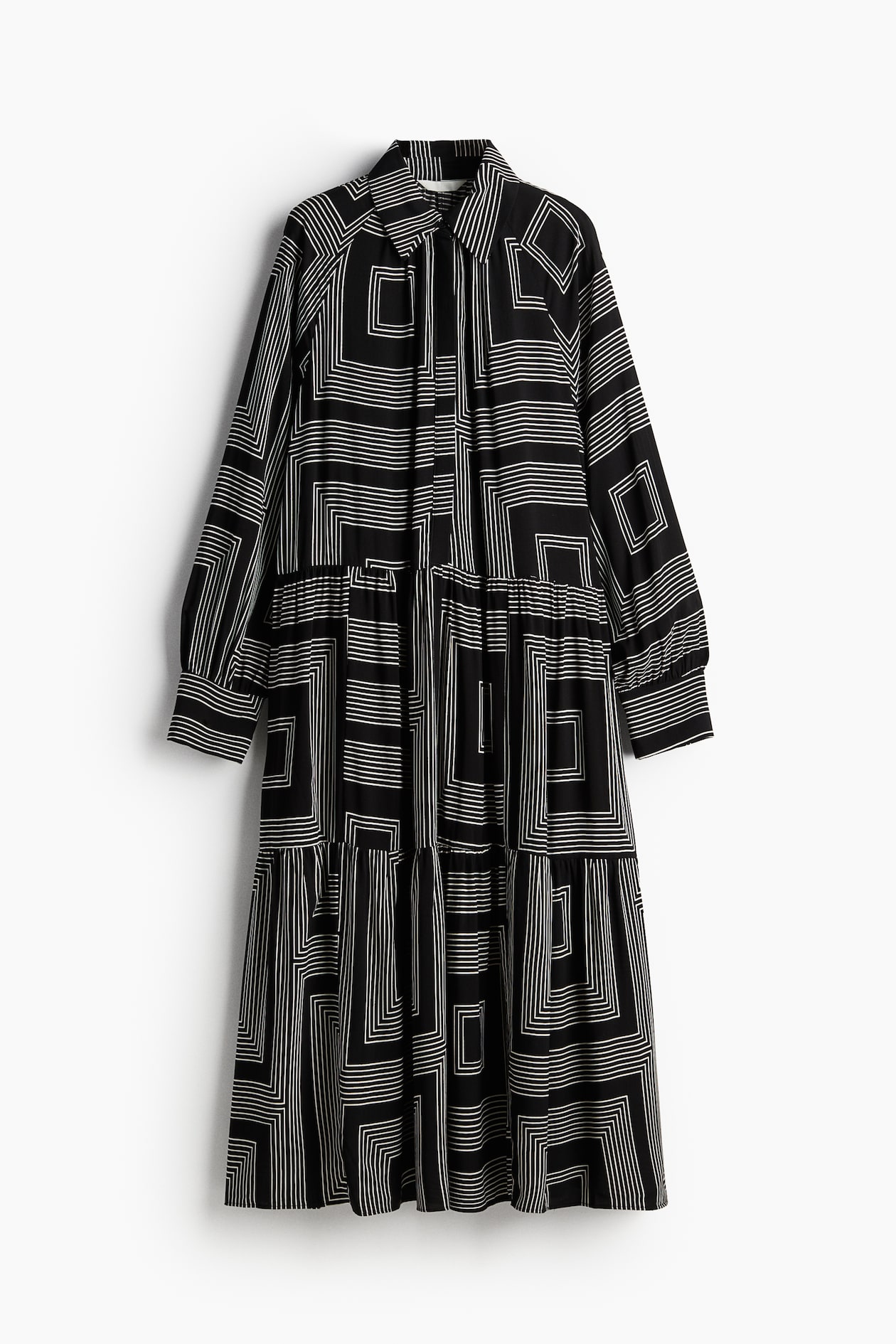 Women's Black/Patterned Midi shirt dress | H&M