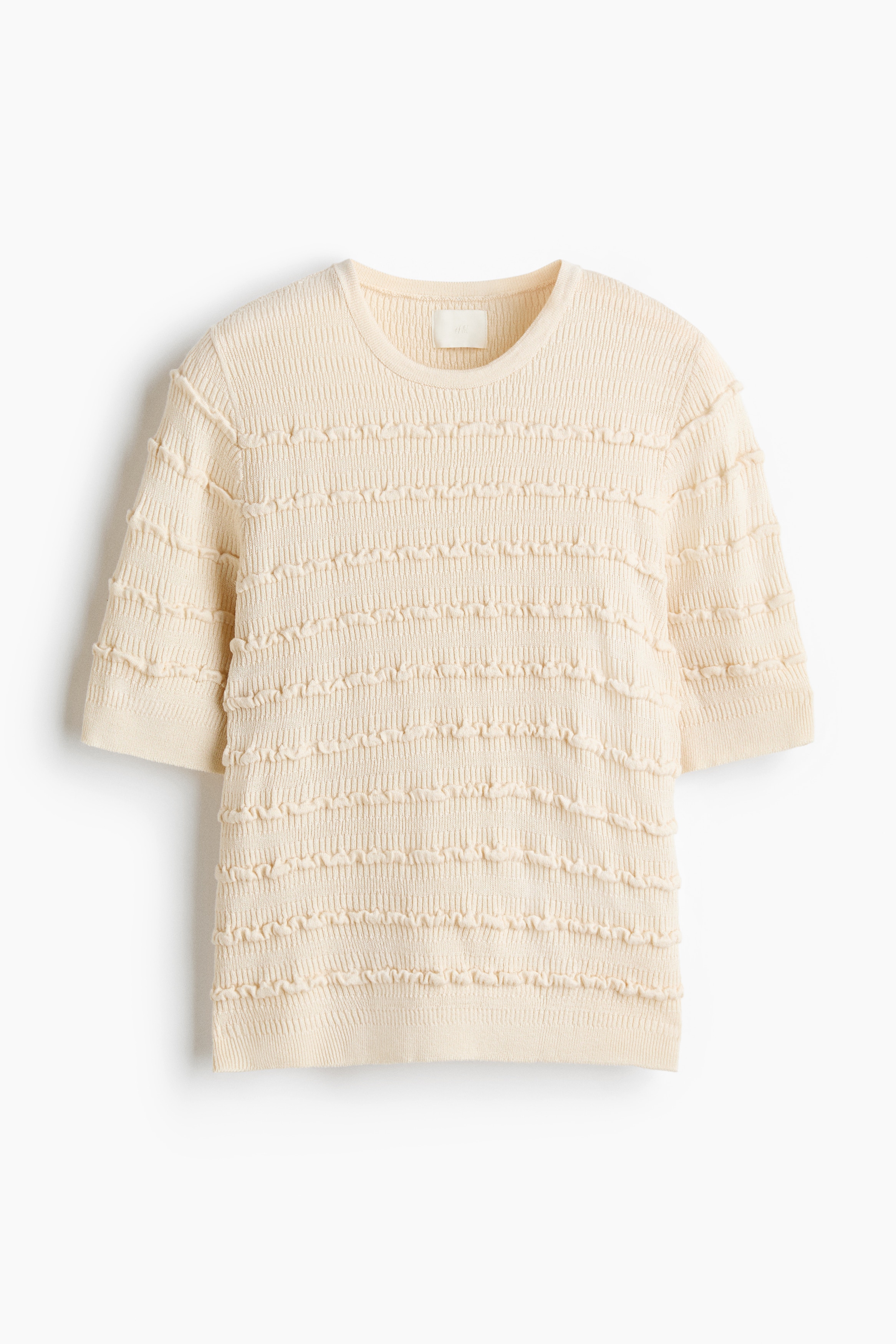 Frill-trimmed knitted top - Cream